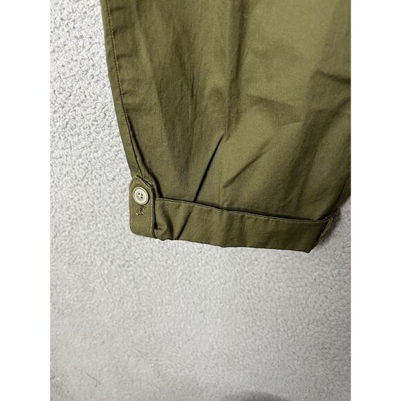 Talbots Pants 10 Medium Crop Ankle Cuffed Olive Green Chino Straight Hike Retro - Picture 4 of 14